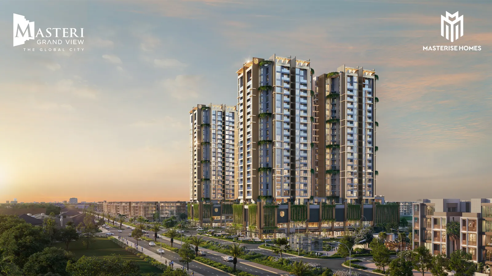 Mặt đứng hai tòa lúc chiều tối